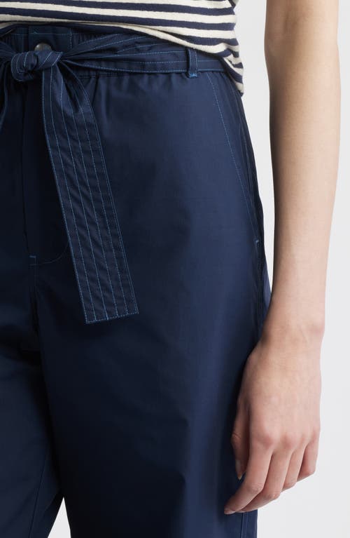Wyeth Bailey Waist Tie Cotton Wide Leg Pants In Blue