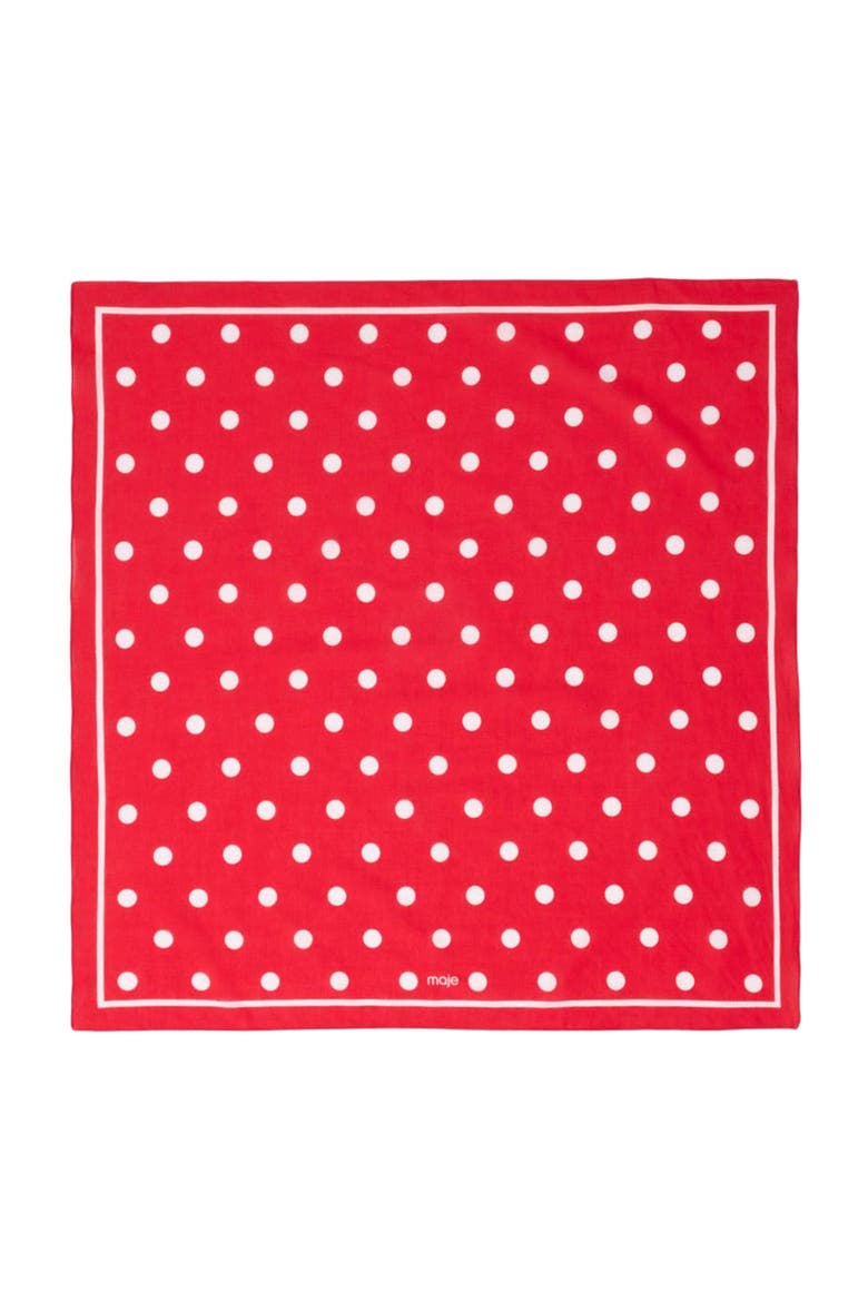 Polka dot cotton bandana, Main, color, Red dots print