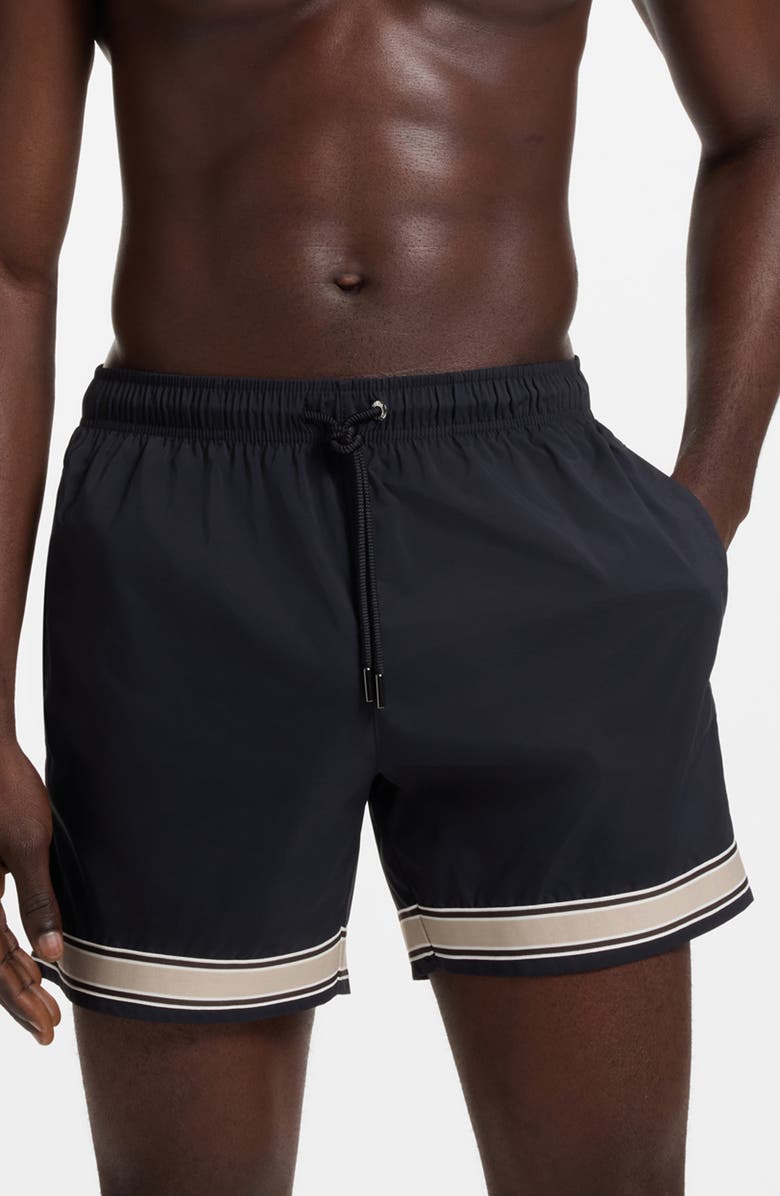 BOSS Resort Tape Swim Trunks, Main, color, Dark Blue
