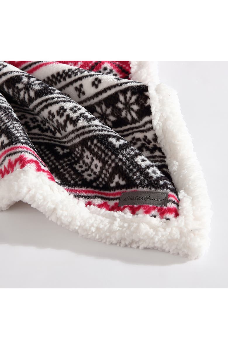 Eddie Bauer Classic Fair Isle Faux Shearling Throw Blanket, Alternate, color, 