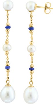 EFFY Blue Sapphire & Freshwater Pearl Drop Earrings