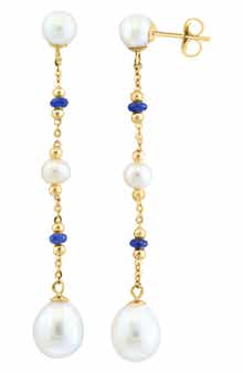 EFFY Blue Sapphire & Freshwater Pearl Drop Earrings