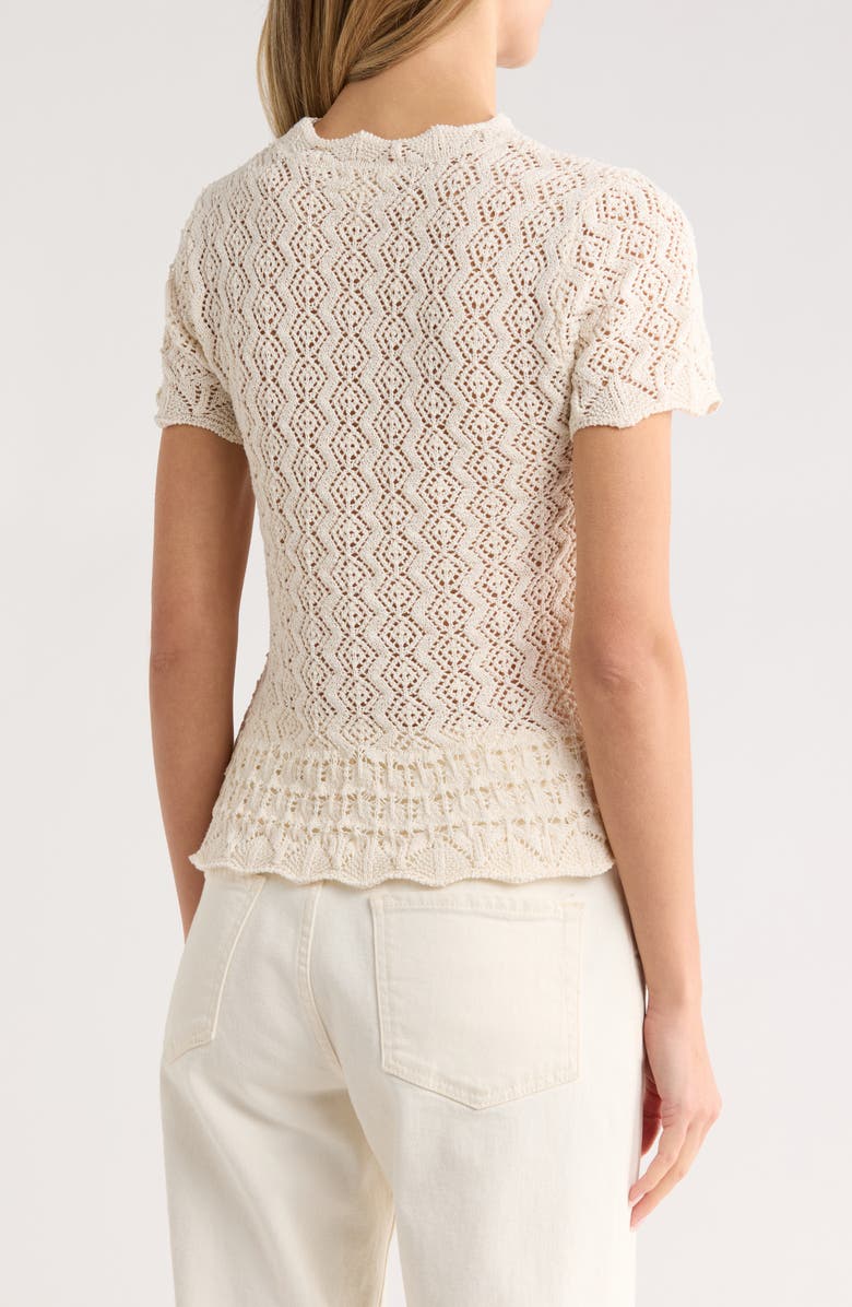 Current/Elliott Short Sleeve Pointelle Sweater, Alternate, color, Almond Cream