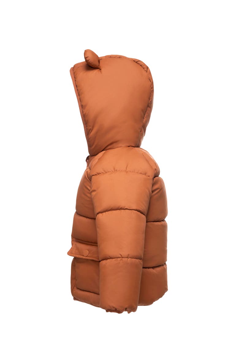 Baby Fleece Lined Bear Puffer Jacket, Alternate, color, Orange