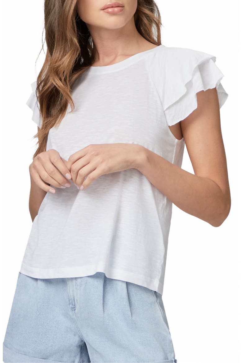 Linnea Flutter Sleeve T-Shirt, Main, color, WHITE