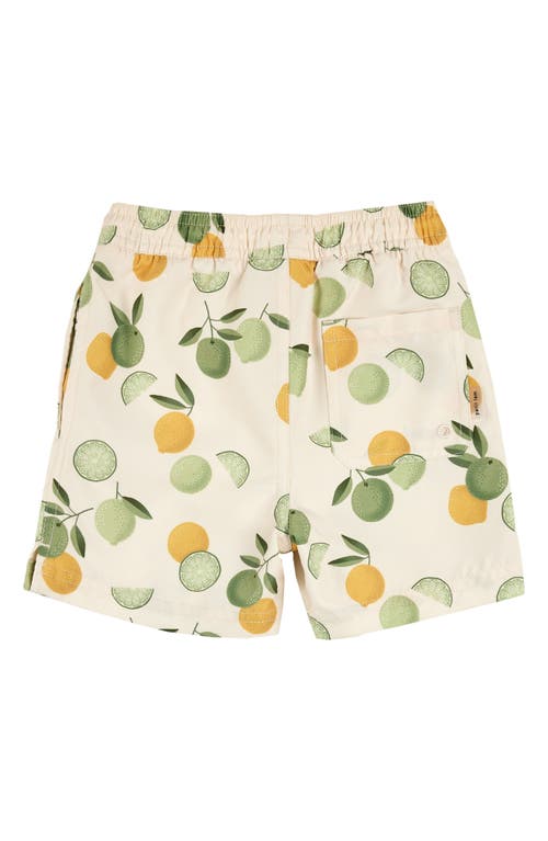 Firsts By Petit Lem Petit Lem Kids' Lemon & Limes Swim Trunks In Beige