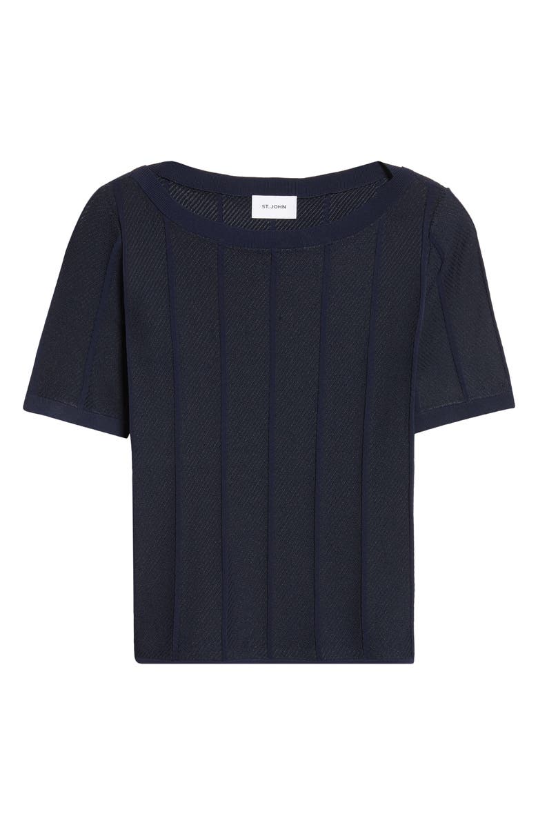 ST. JOHN Diagonal Knit Sweater, Alternate, color, Navy