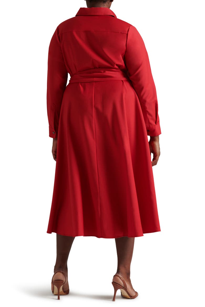 Wool Tace Shirtdress, Alternate, color, Scarlett