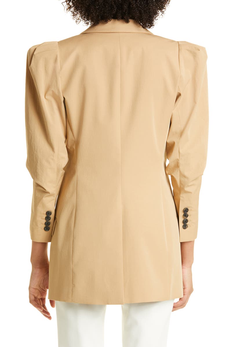 Smythe Scrunch Sleeve Longline Stretch Cotton Blazer, Alternate, color,