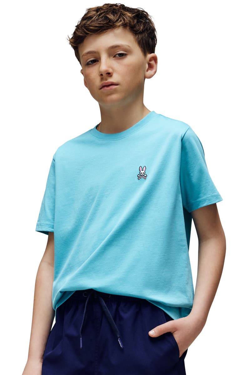 Psycho Bunny Kids' Classic Logo Embroidered Crewneck T-Shirt, Alternate, color, Milky Blue