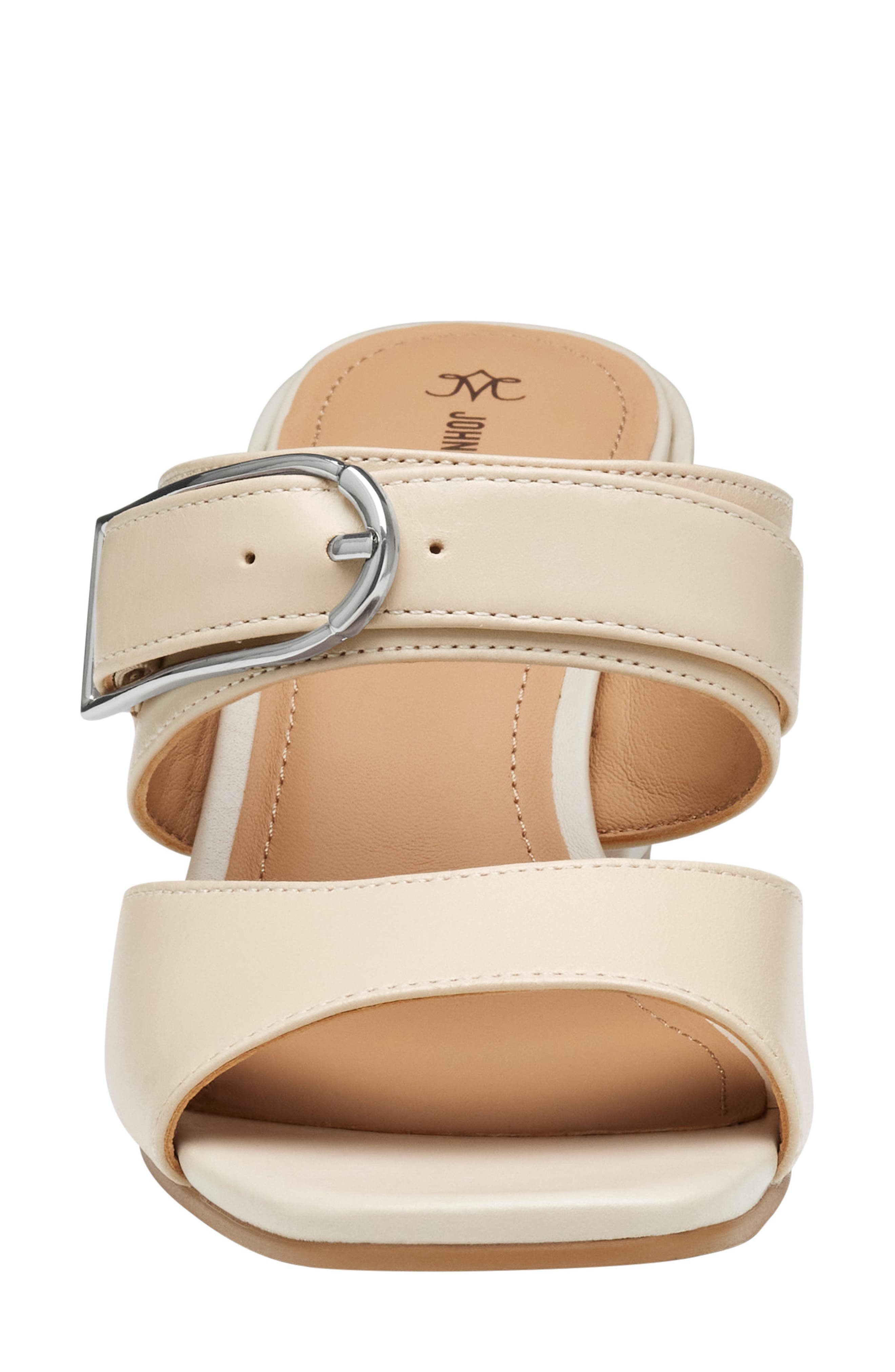 Johnston & Murphy Everly Buckle Slide Sandal, Alternate, color, Bone Calfskin