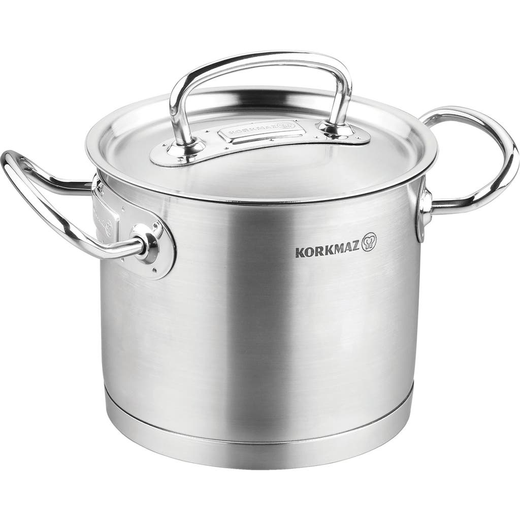 Korkmaz Proline Professional Series 4.8 Liter Stainless Steel Extra Deep Casserole With Lid In Silver