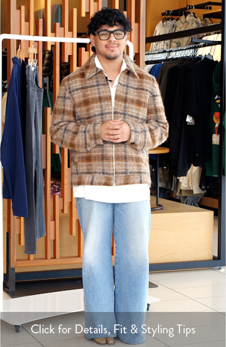 Heath Plaid Brushed Wool Blend Zip Jacket, sales video thumbnail