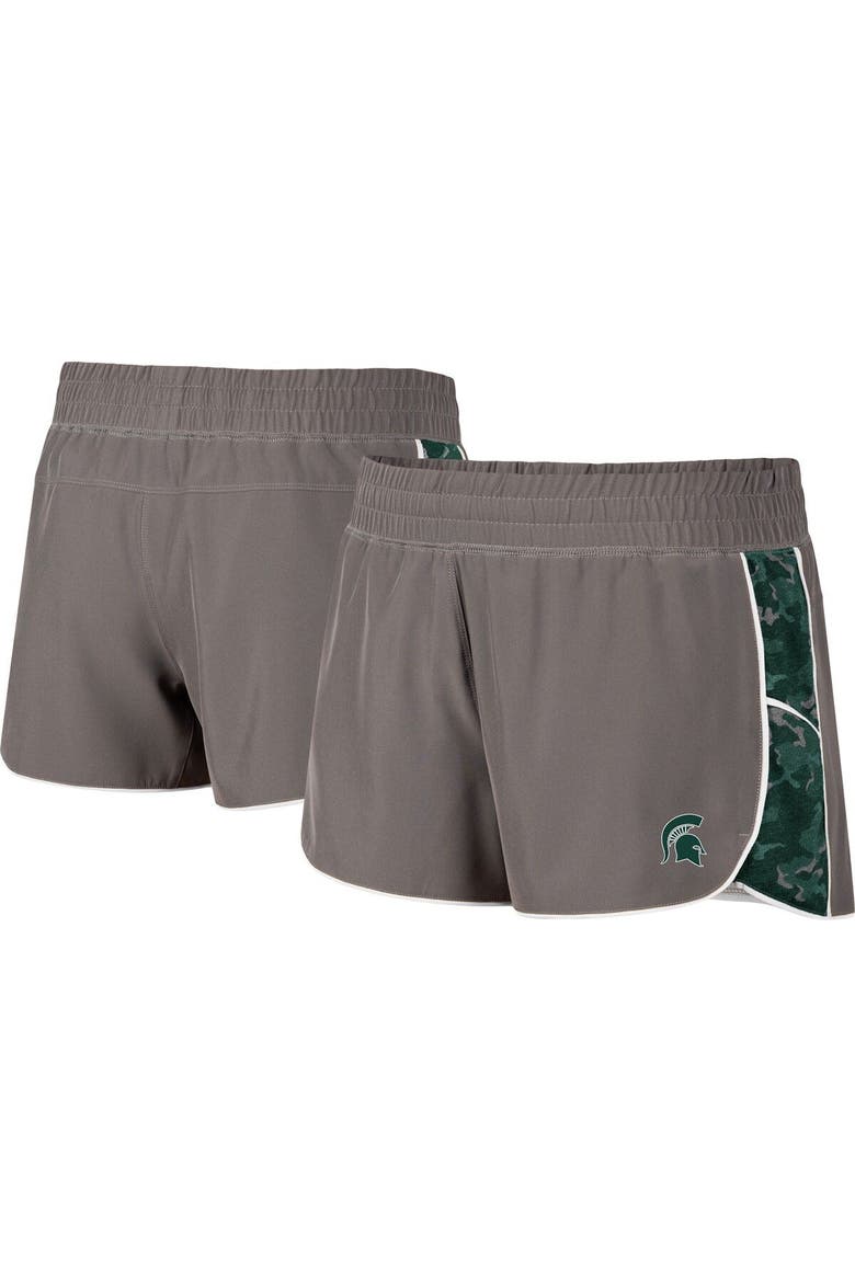 Women's Colosseum Gray/Green Michigan State Spartans Pamela Lined Shorts, Main, color, Gray