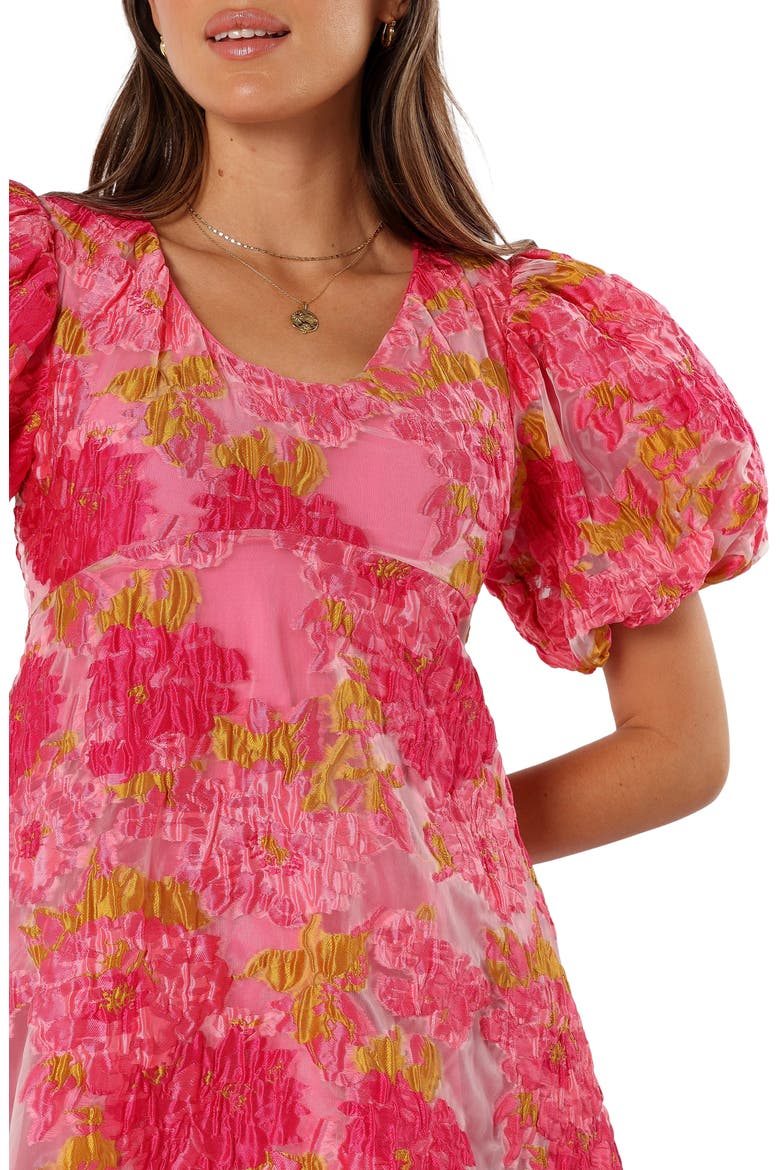 Jordin Floral Puff Sleeve Minidress, Alternate, color, PINK