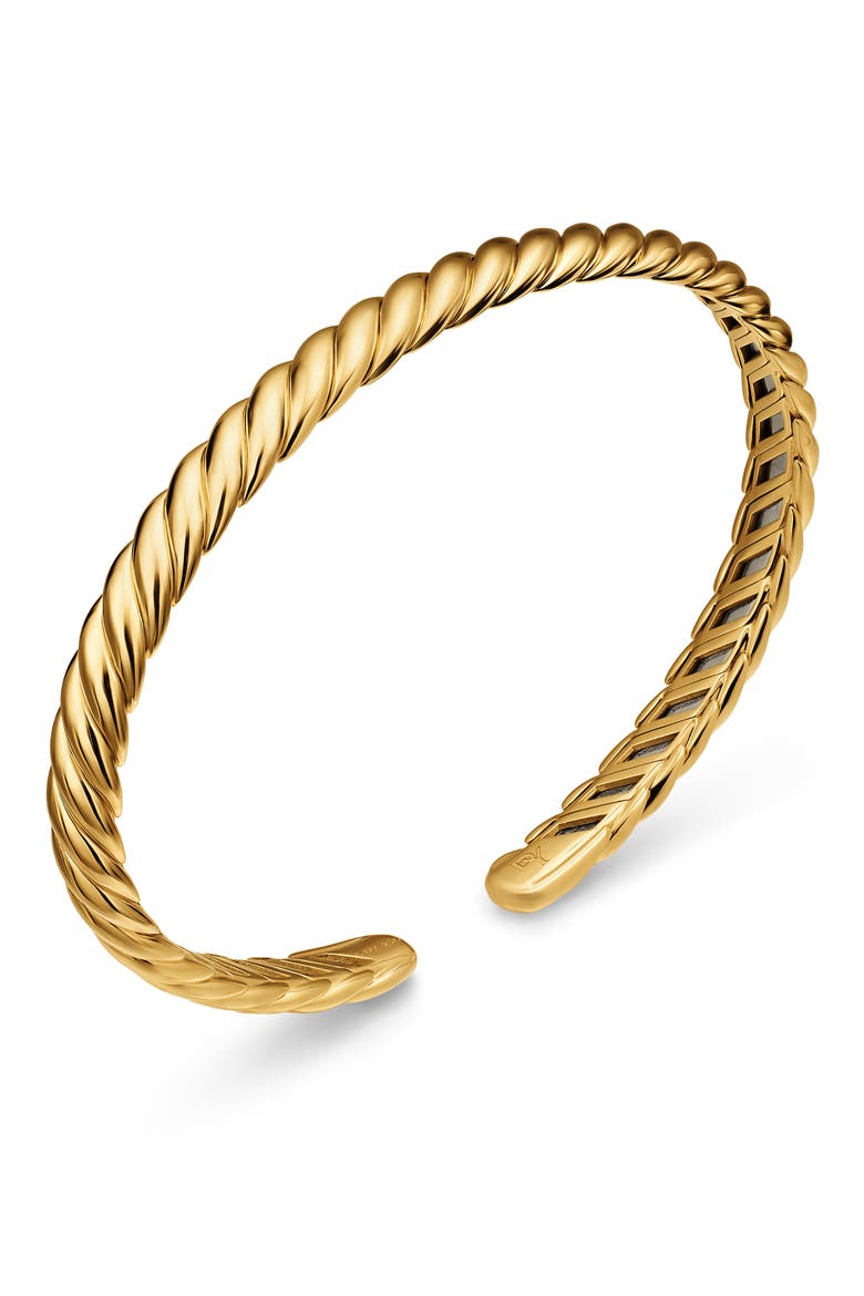 Sculpted Cable Flex Bracelet in 18K Yellow Gold, 5mm, Alternate, color, GOLD