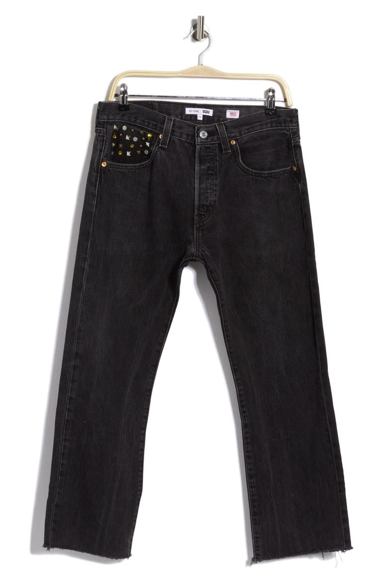 Multi Stud High Waist Boyfriend Jeans, Main, color, BLKMULTISTUD