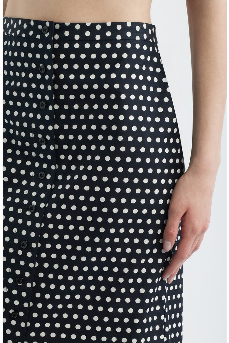 The Dot Front Button Midi Skirt, Alternate, color, BLACK MULTI