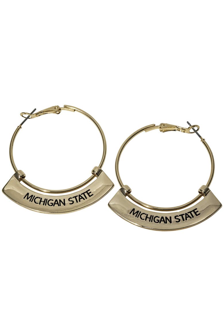 Michigan State Spartans Weller Gold Hoop Earrings, Main, color, Gold