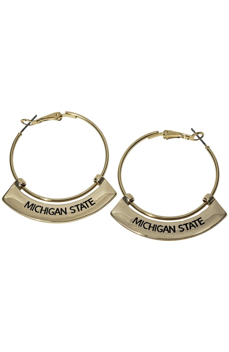 EMERSON STREET Michigan State Spartans Weller Gold Hoop Earrings, Main, color, Gold
