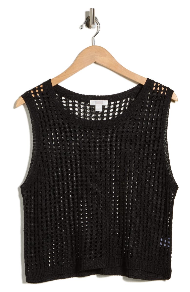 NORDSTROM RACK Open Knit Tank, Main, color, Black