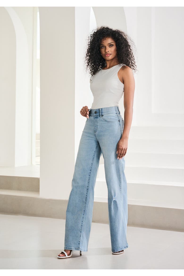 Boyfriend Jeans Wide Leg Stretch Denim, Alternate, color, Coastal Wash