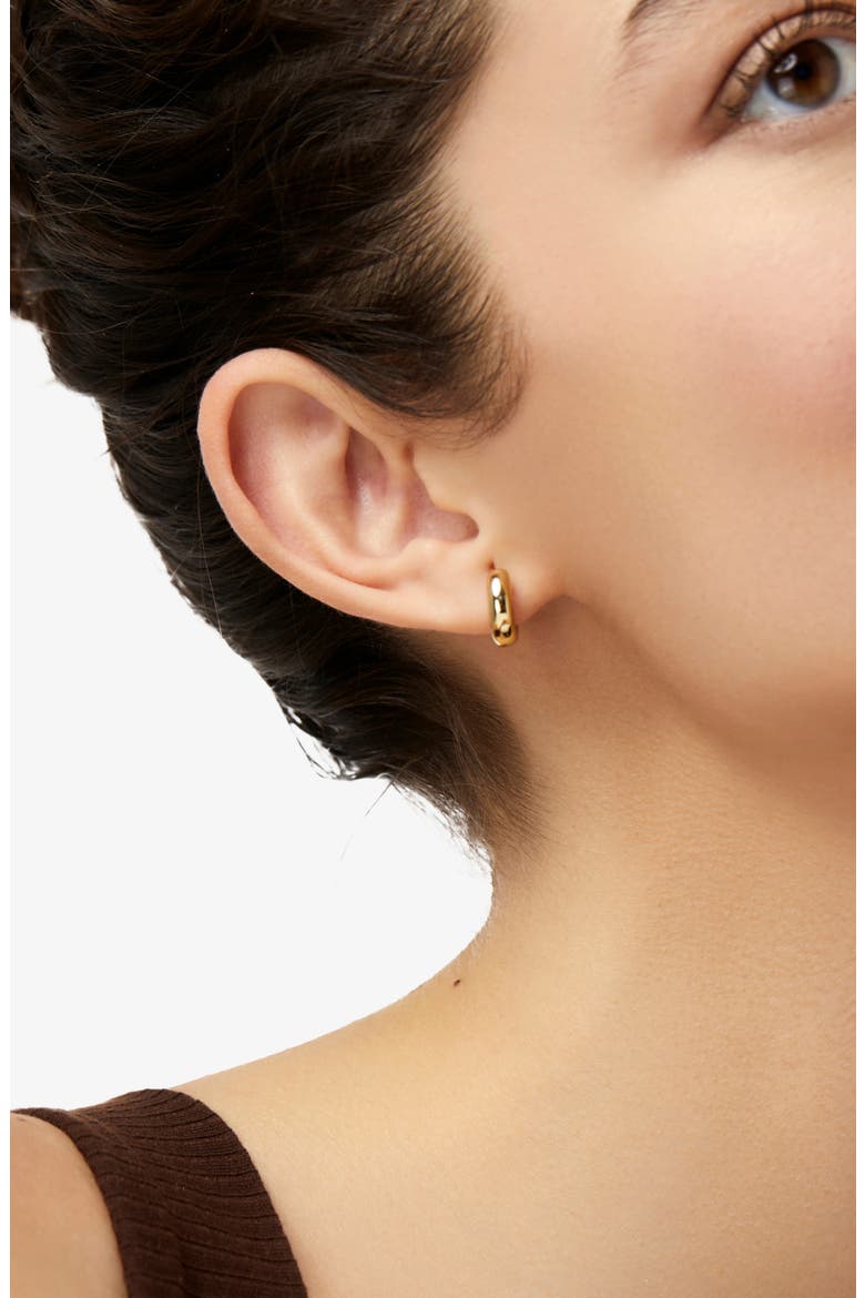 Giulia Huggie Hoop Earrings, Alternate, color, GOLD
