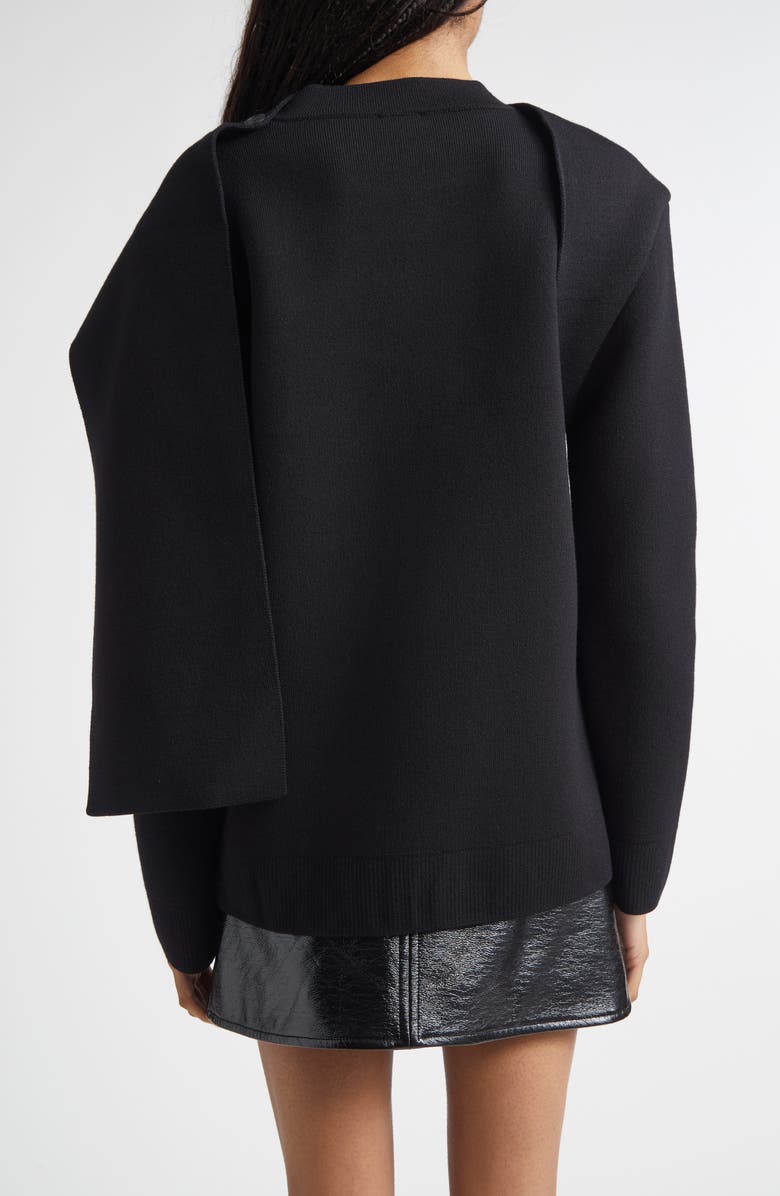 Courrèges Merino Wool Wrap Sweater, Alternate, color, Black