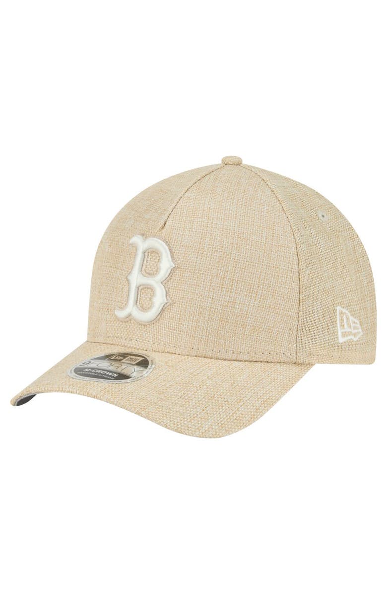 New Era Men's New Era Beige Boston Red Sox Cotton Weave M-Crown A-Frame 9FORTY Adjustable Hat, Main, color, 