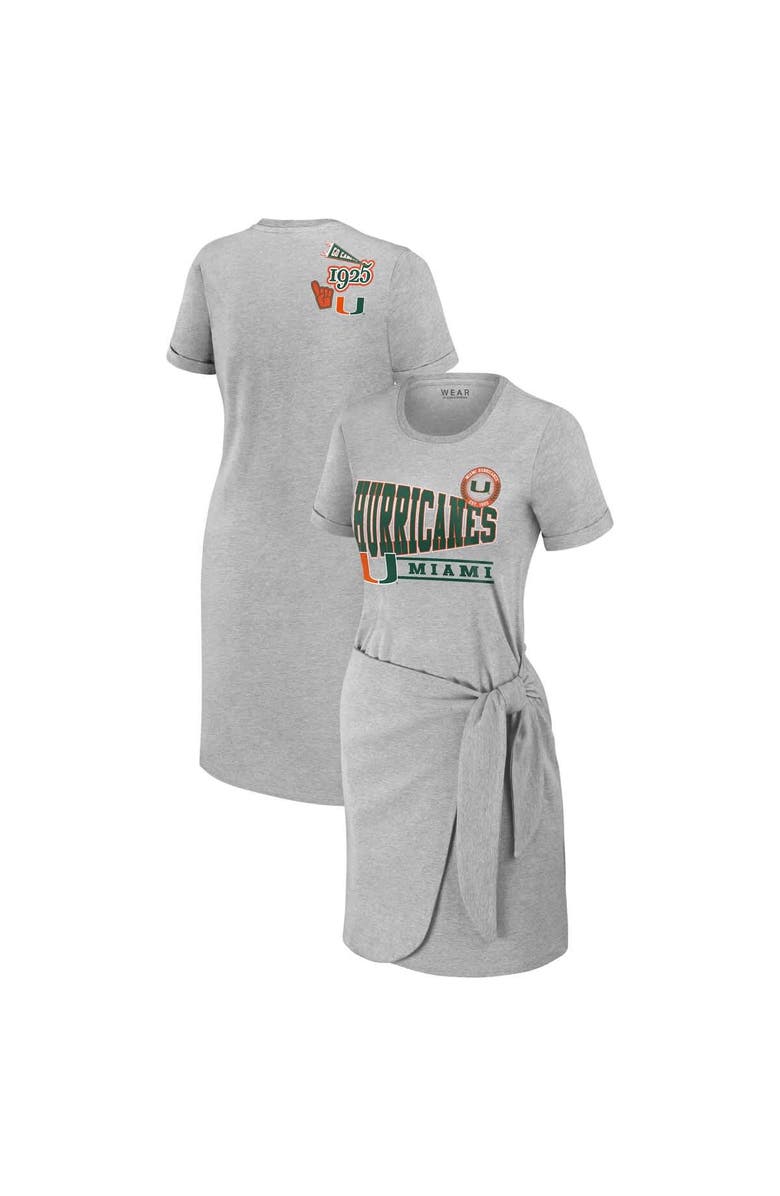 WEAR by Erin Andrews Women's WEAR by Erin Andrews Heather Gray Miami Hurricanes Knotted T-Shirt Dress, Main, color, Heather Gray