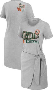 WEAR by Erin Andrews Women's WEAR by Erin Andrews Heather Gray Miami Hurricanes Knotted T-Shirt Dress