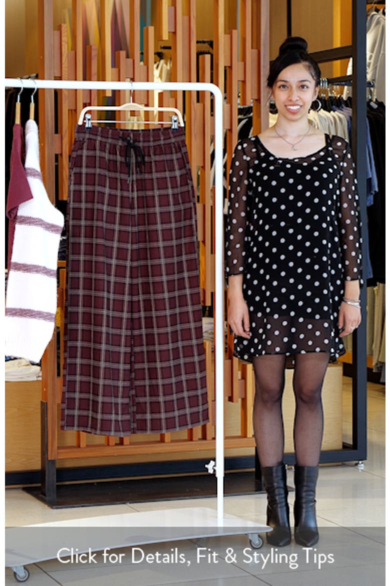 Check Plaid Wide Leg Drawstring Pants video