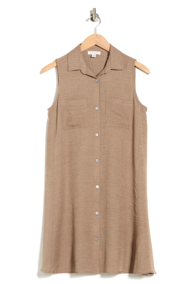 Two Pocket Sleeveless Shirtdress, Alternate, color, MOCHA LOVE