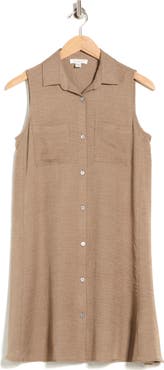 beachlunchlounge Two Pocket Sleeveless Shirtdress