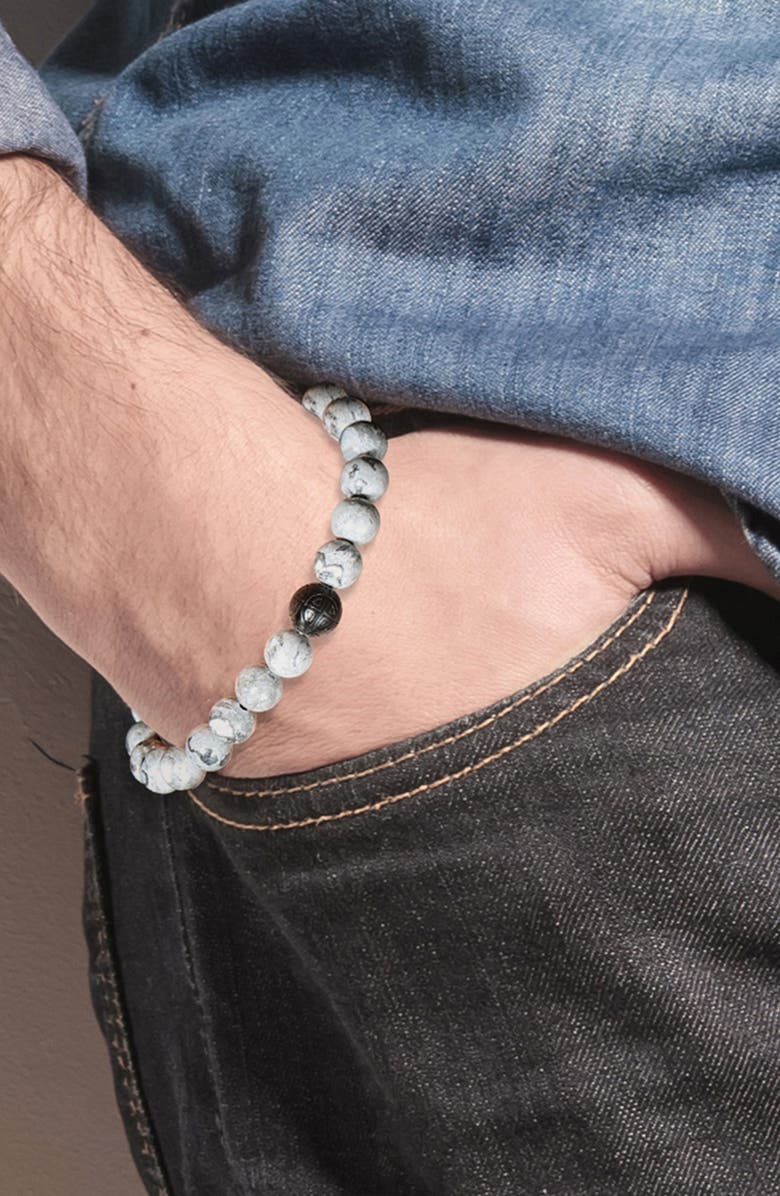 GEOFFREY BEENE Men's Semiprecious Stone Beaded Stretch Bracelet, Alternate, color, Grey