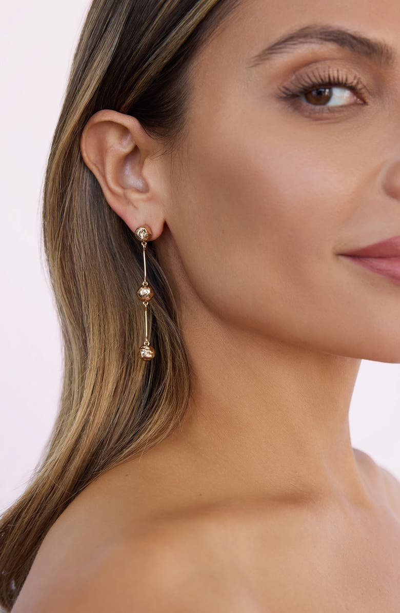 Ettika Molten Spheres Linear Drop Earrings, Alternate, color, Gold