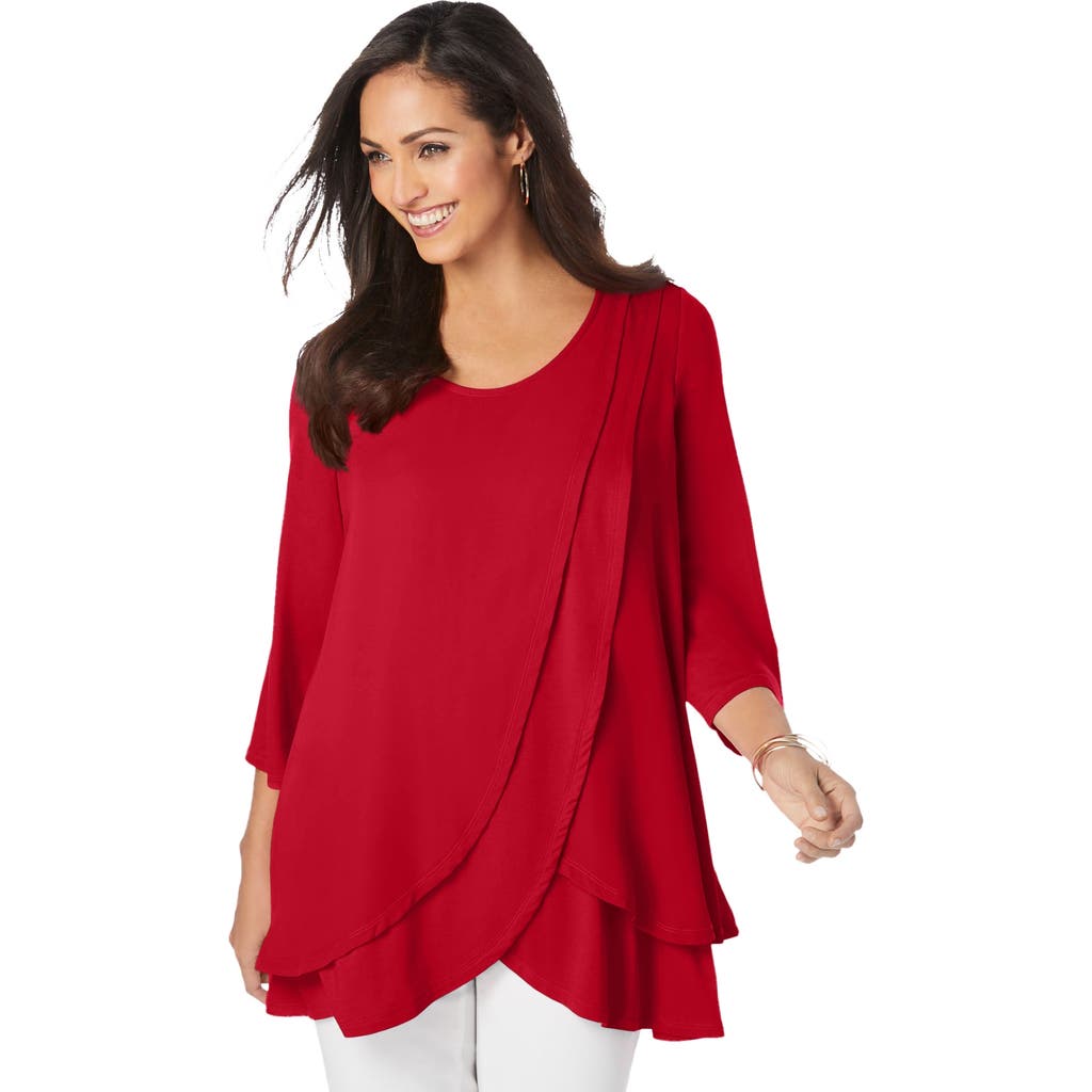 Jessica London Double Layer Tunic In Red