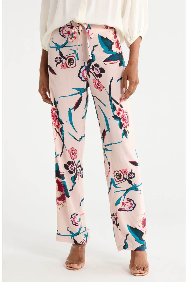 Diane Wide Leg Silk Pants, Main, color, DANCING ROSE BARE