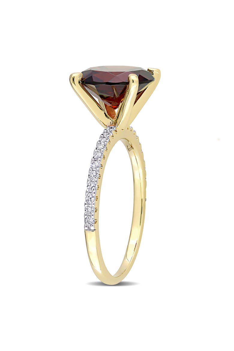 Gemstones Solitaire Ring Plated Silver, Alternate, color, Garnet/Yellow-Plated