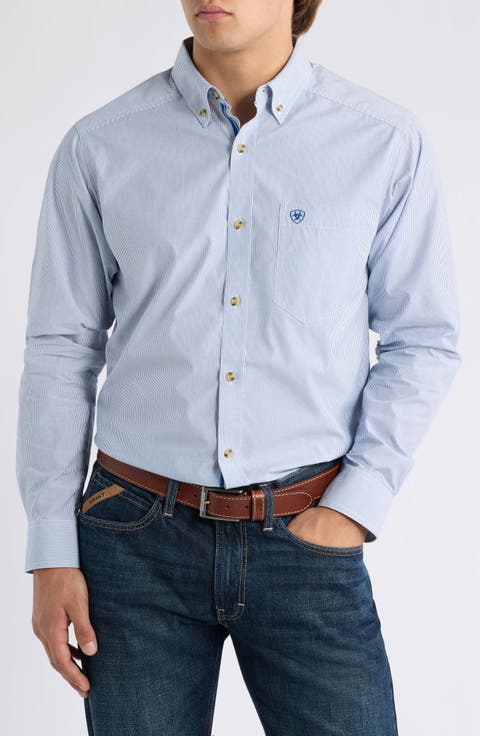 Pro Series Dayne Mini Stripe Performance Button Up Shirt