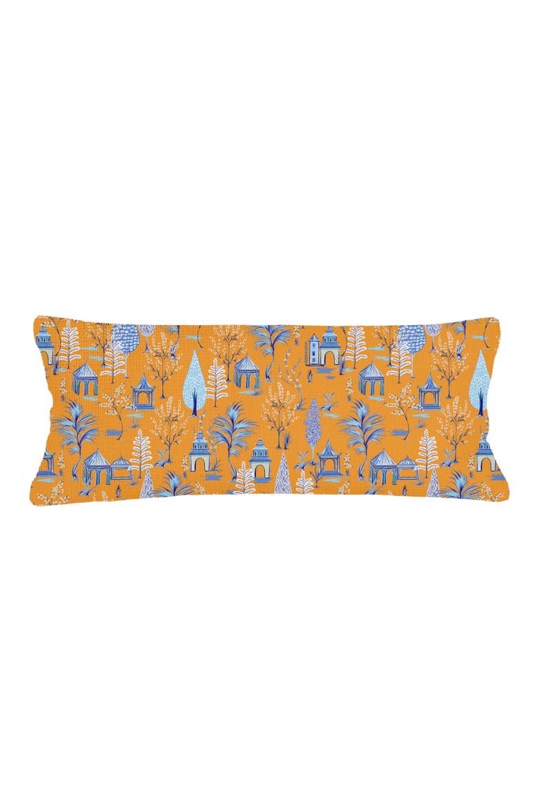 Pagoda Charm Linen Pillow with Down Insert, Alternate, color, True Orange