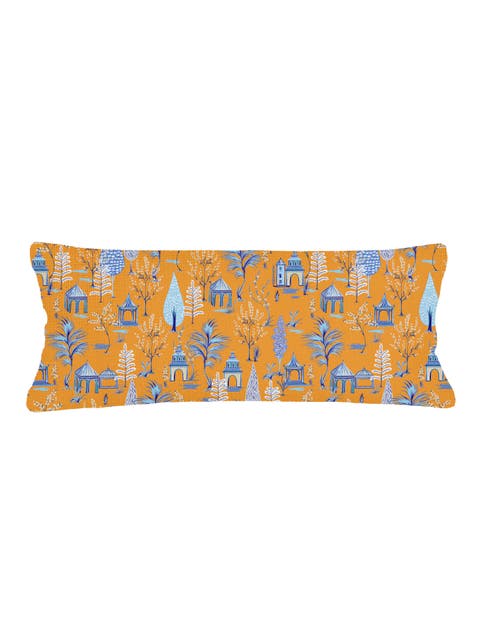 Pagoda Charm Linen Pillow with Down Insert