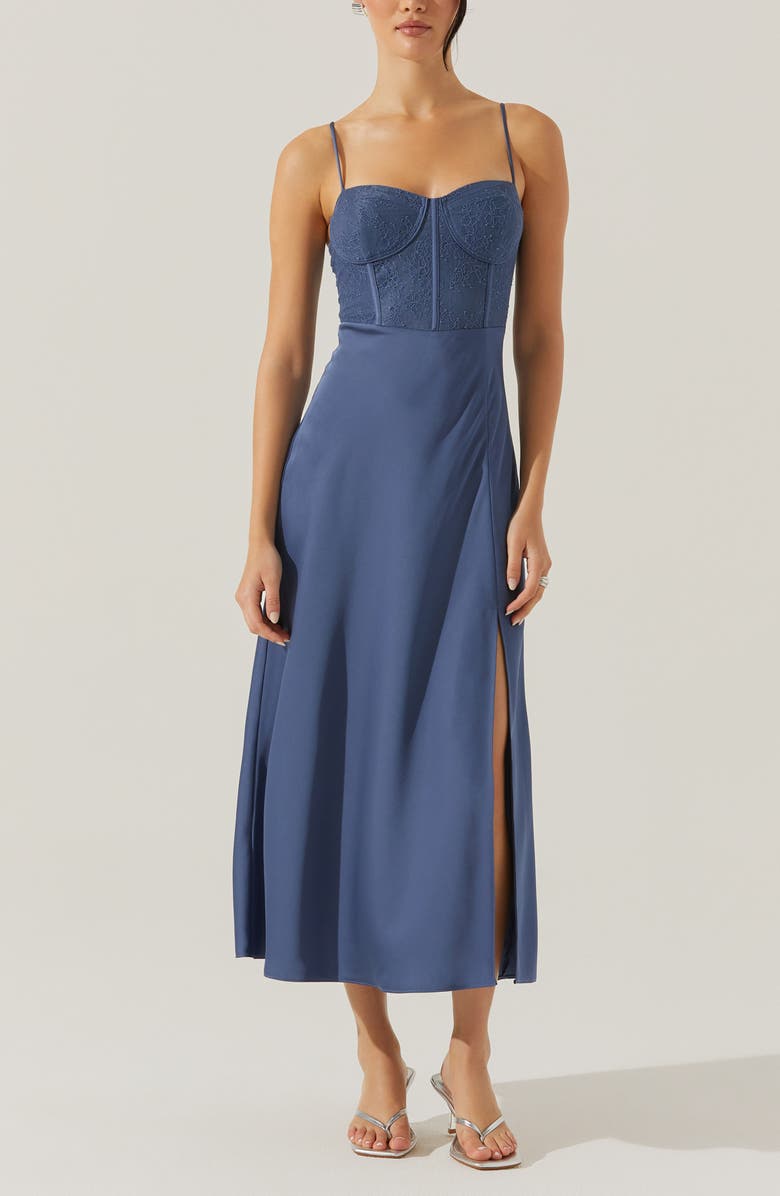 ASTR the Label Lace Bustier Sleeveless Midi Dress, Alternate, color, Blue