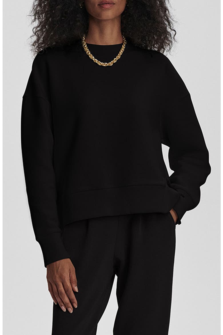 Addelyn Ottoman Rib Sweatshirt, Main, color, BLACK
