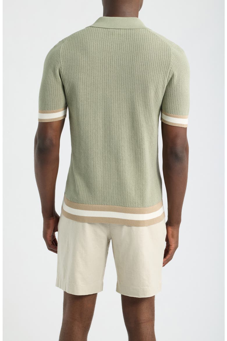 Quinn Open Knit Polo Sweater, Alternate, color, SAGE- 16