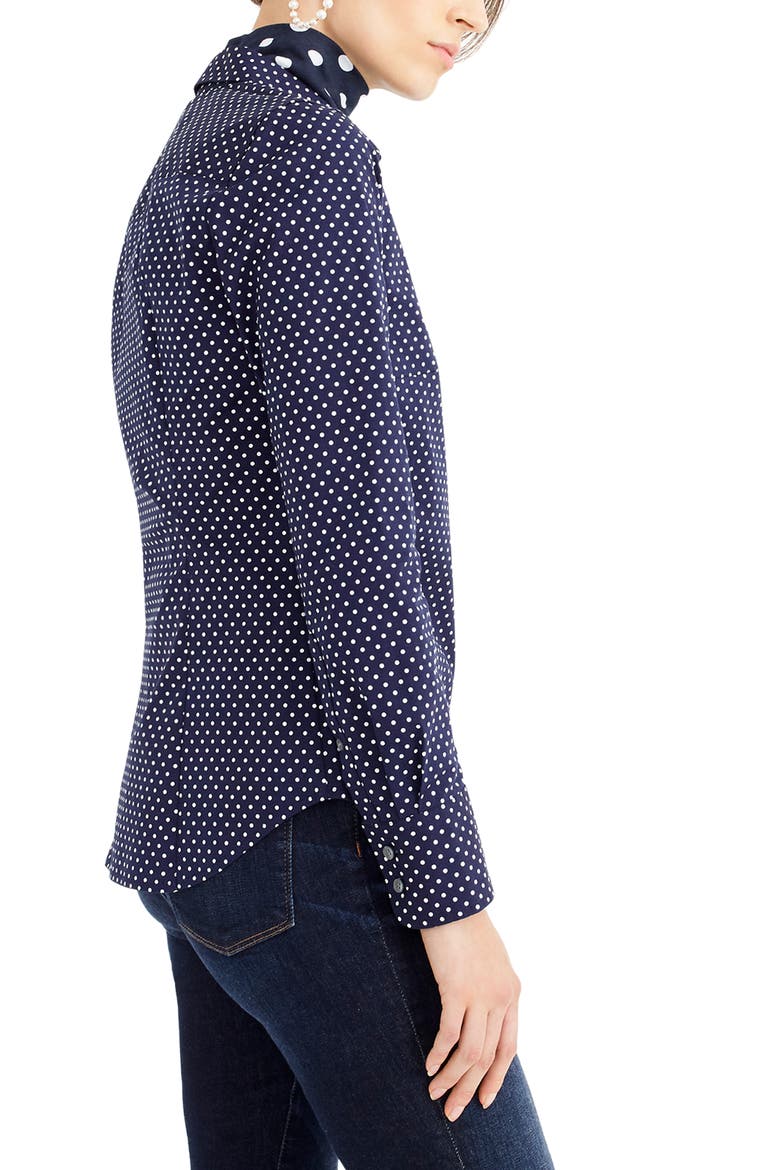 Polka Dot Slim Stretch Perfect Shirt, Alternate, color, NAVY WHITE