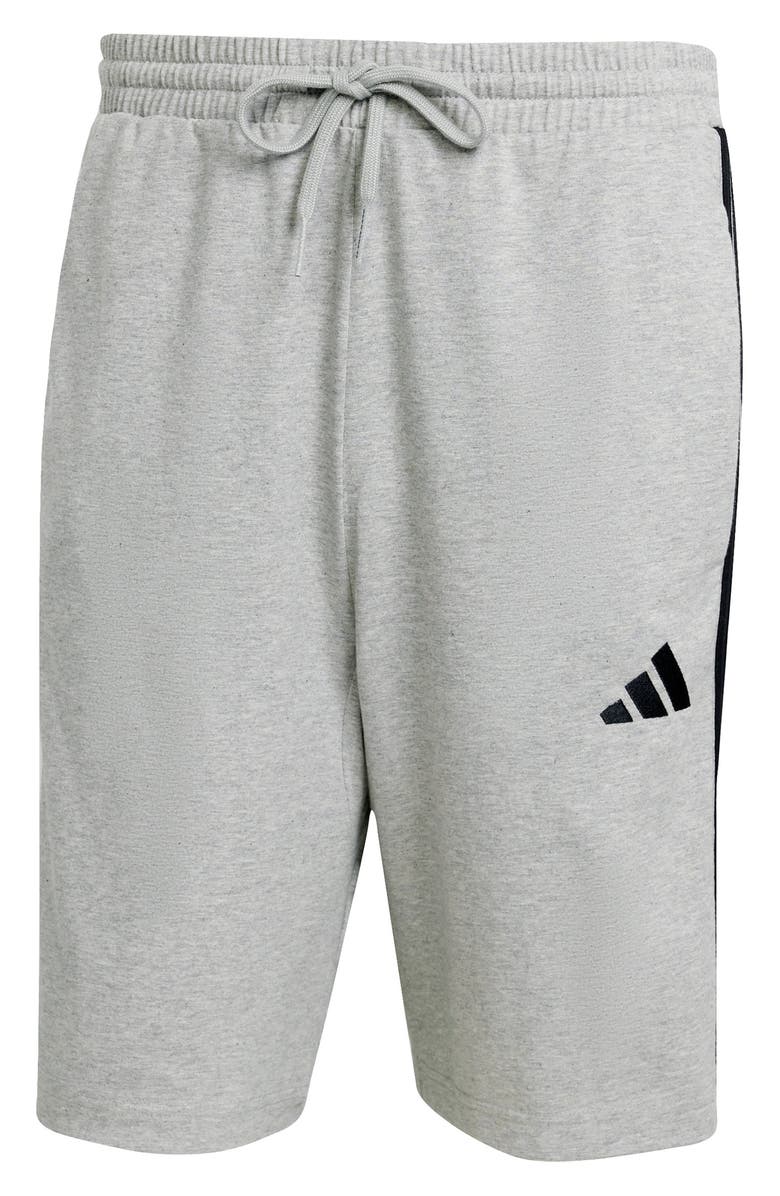 adidas Essentials 3-Stripes Jersey Shorts, Alternate, color, Medium Grey Heather/ Black