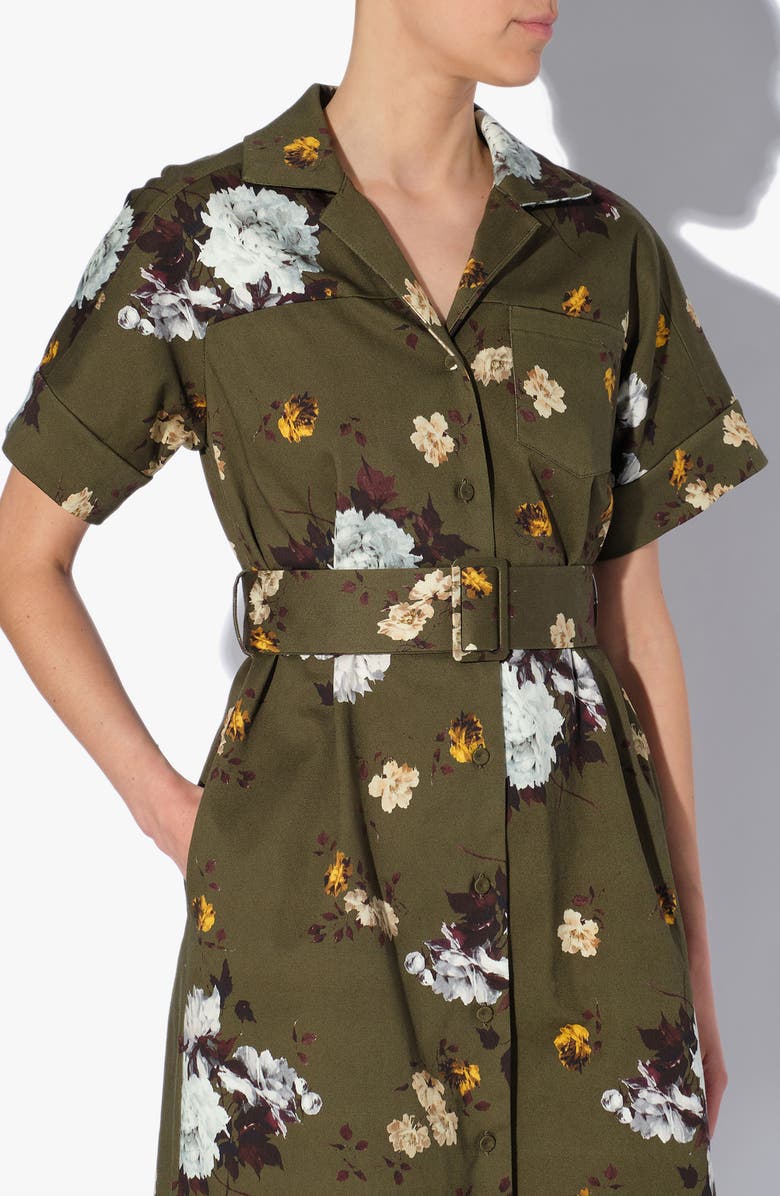 Erdem Mayra Sitwell Bloom Floral Print Stretch Cotton Midi Shirtdress, Alternate, color, 