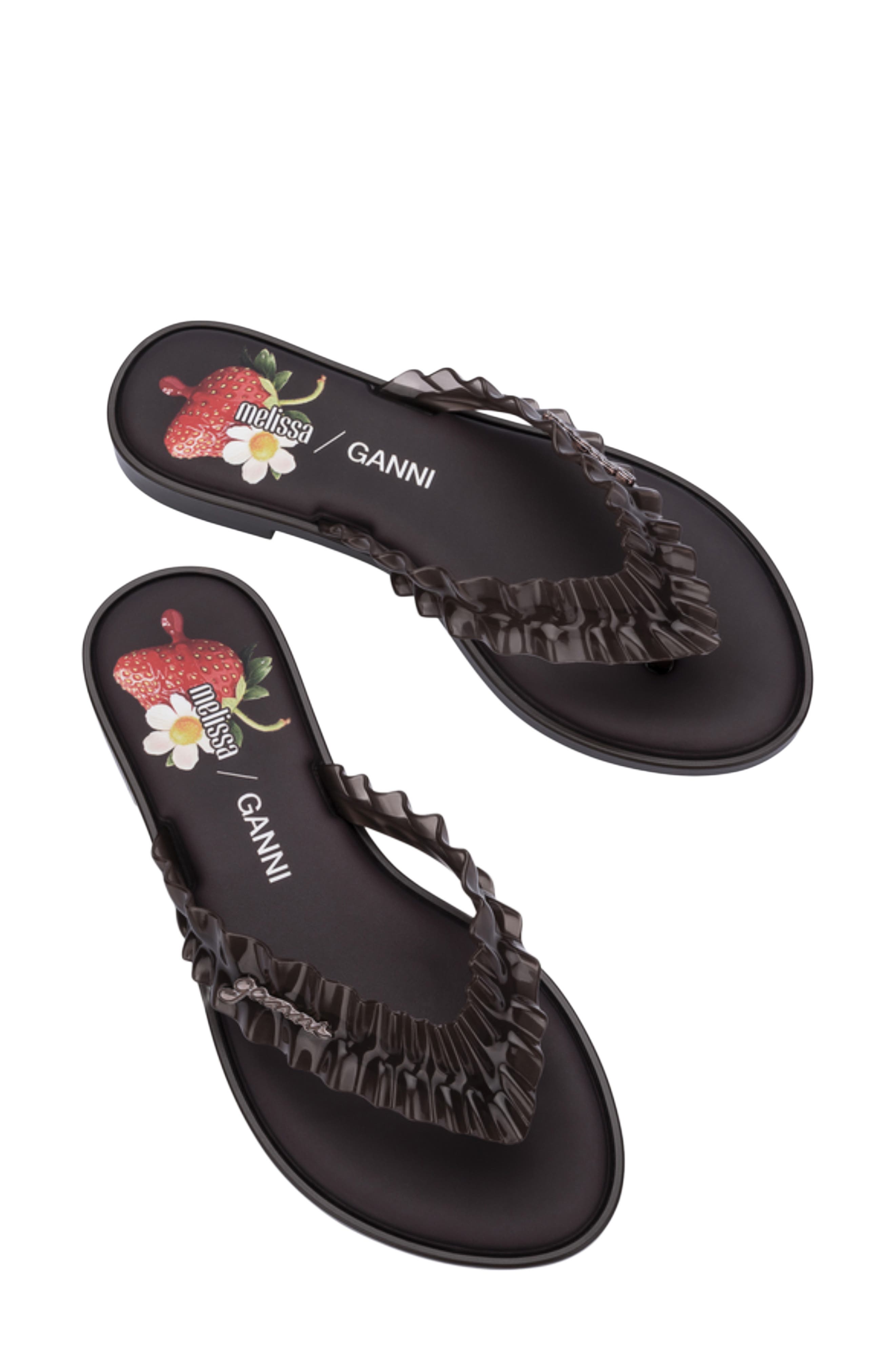 x Ganni Slim Flip Flop, Alternate, color, BROWN