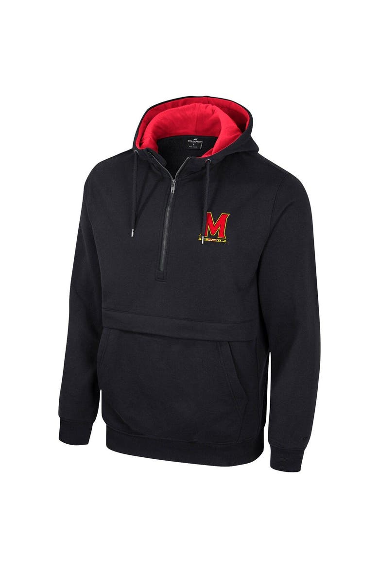 Men's Colosseum Black Maryland Terrapins Half-Zip Hoodie, Alternate, color, Black